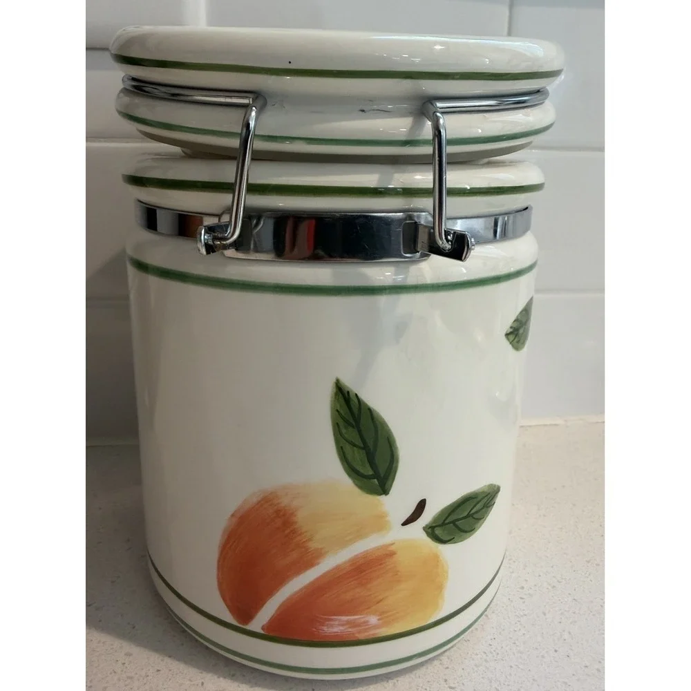 Vintage Verona Designs Peach Design Ceramic Canister 7
